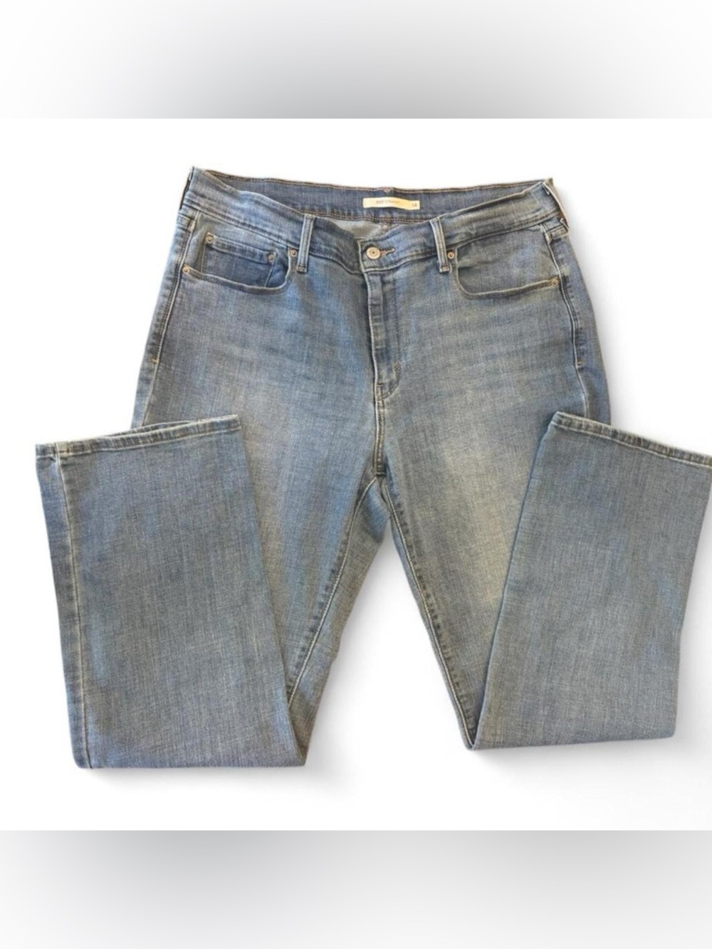 Levi's 505 Straight Leg Jeans | Light Wash | Size 14 | Red Tab | Leather Patch